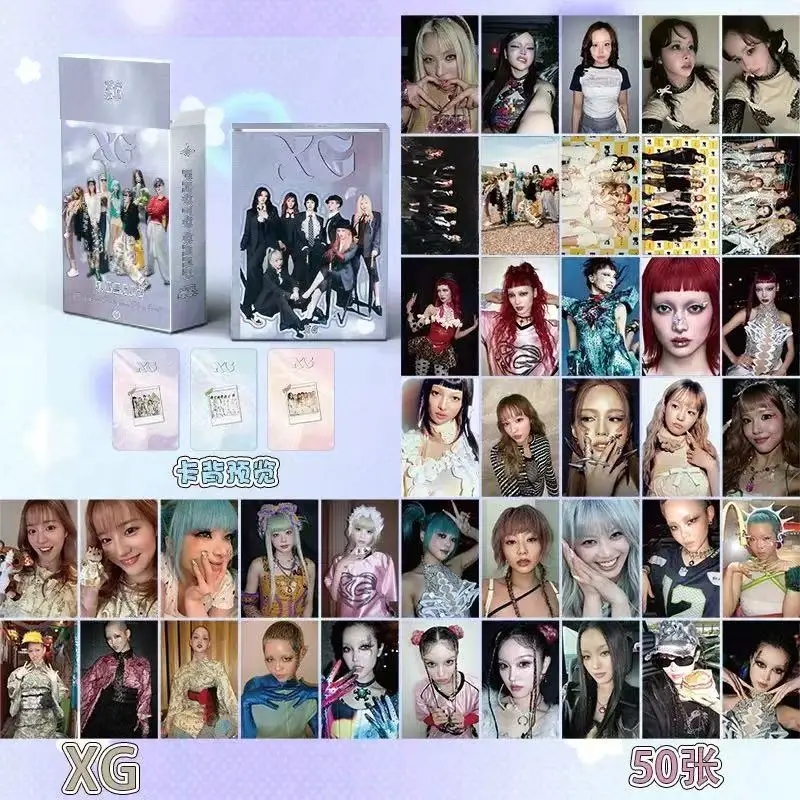50pcs KPOP XG Laser Photo Card High Quality HD Photo Self-printed Photocard Korean Style Coated Selfie Collection LOMO Card Gift