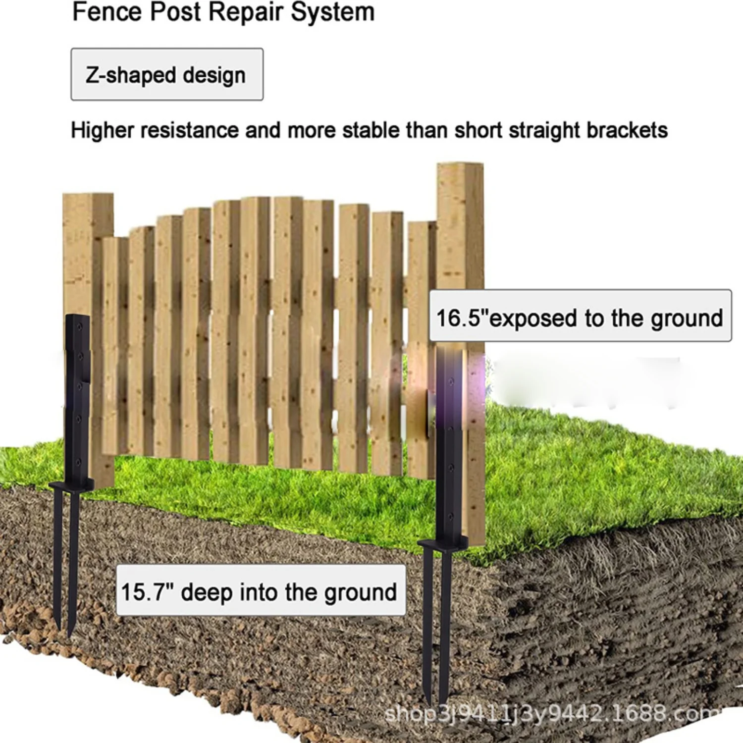 عمود السياج الثقيل ذروة أرضية ثابتة باللون الأسود مع ذراع لقط قابل للتعديل بقطر 5-15 سم للمعادن الخشبية #4