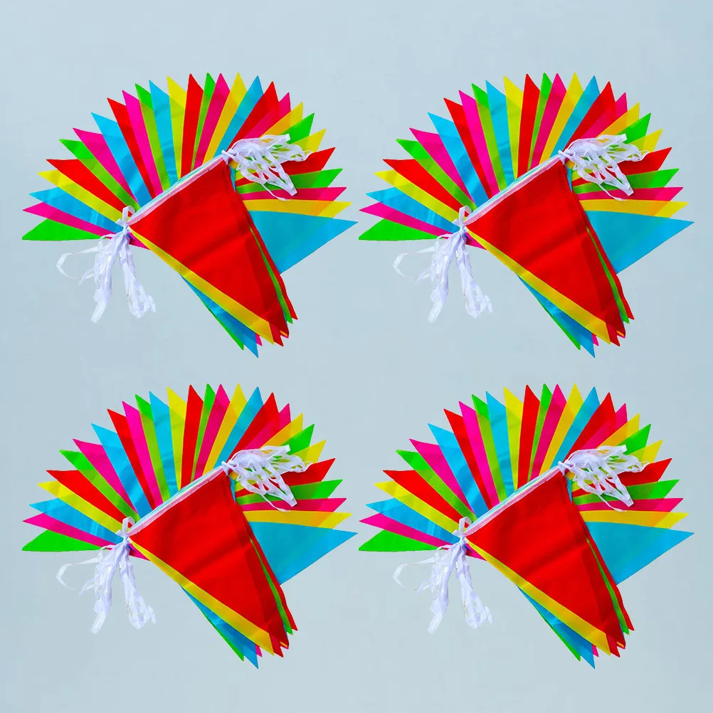 4Packs Multicolor Pendant Banner String Flag Festive Decoration for Wall Window Door Tree Branch Table Party Celebration Happy