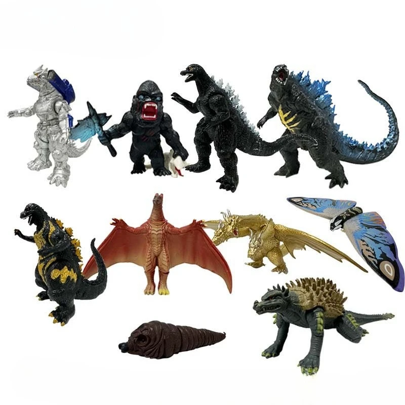 

10pcs Hot New Godzilla VS King Kong Ghidorah Mothra Rodan 12cm PVC Action Figure Collectible Model Toys Fan Gifts