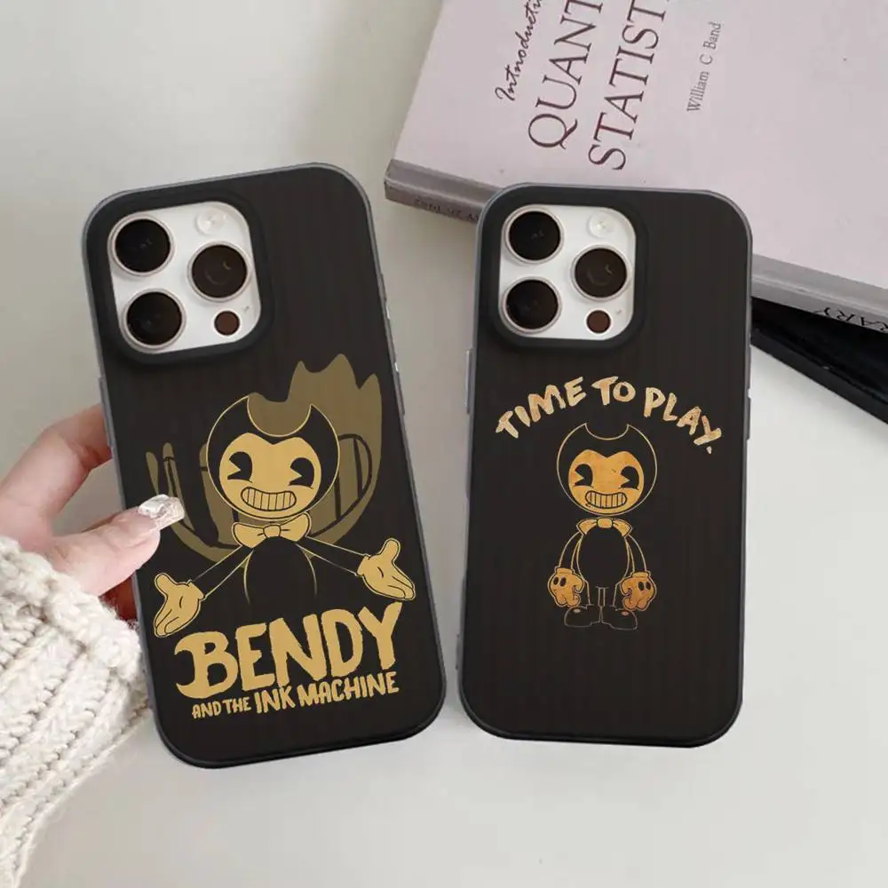 Funda de Teléfono con Diseño de Bendy and the Ink Machine para iPhone 17, 16, 15, 11, 12, 13, 14 Pro Max, Plus, Pro, con Parte Trasera Translúcida Corrugada