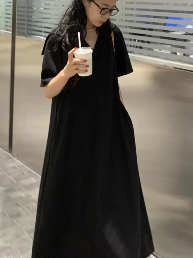 فستان قميص صيفي كبير الحجم للنساء فستان كوري فضفاض أنيق عتيق فساتين للسيدات