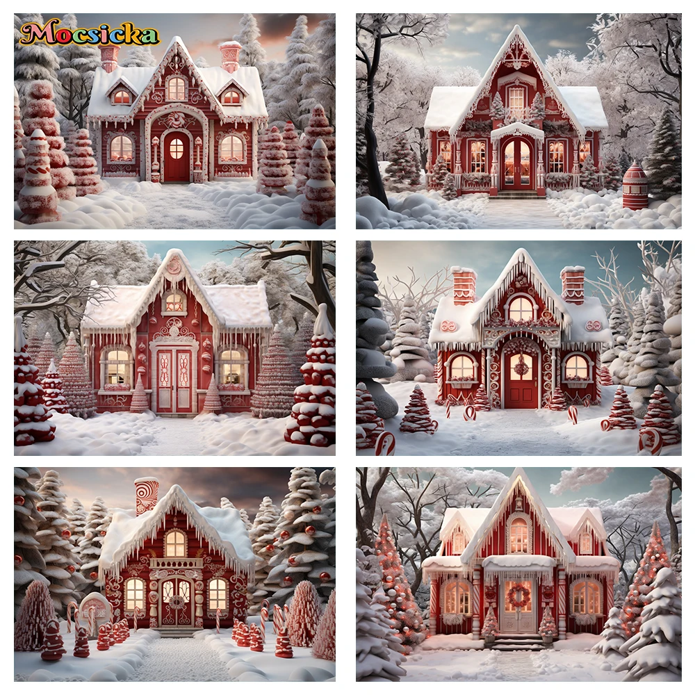 Mocsicka Winter Christmas Photography Backgrounds Snowy Christmas Wreath Holiday Party Adult Family Kids Photo Backdrops Studio