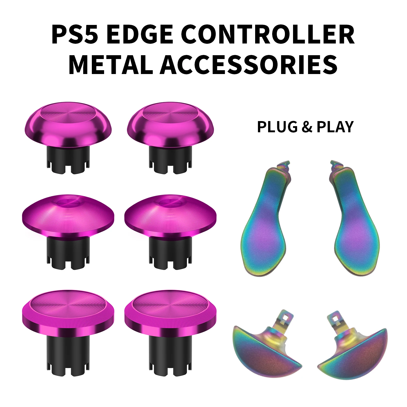 Metalowe nakładki na joysticki 10 w 1 do kontrolera PS5 Edge 6 wymiennych drążków 4 metalowe tylne łopatki Wymiana przycisków spustu