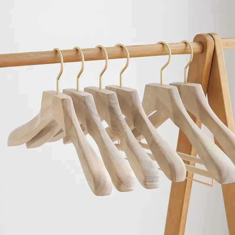 

New Natural Camphor Wood Hanger Wardrobe Clothing Store Home Suit Clothes Hang Non-slip Clothes Rack Japanese Hanger 39x3.5cm