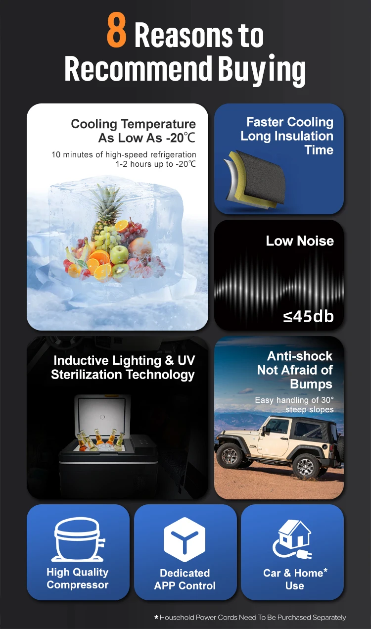 Universal 12V 24V 220V Electric Camper Fridge Outdoor Camping Car Cooler & Freezer with Compressor 20L 25L 30L Ice Maker Boxes