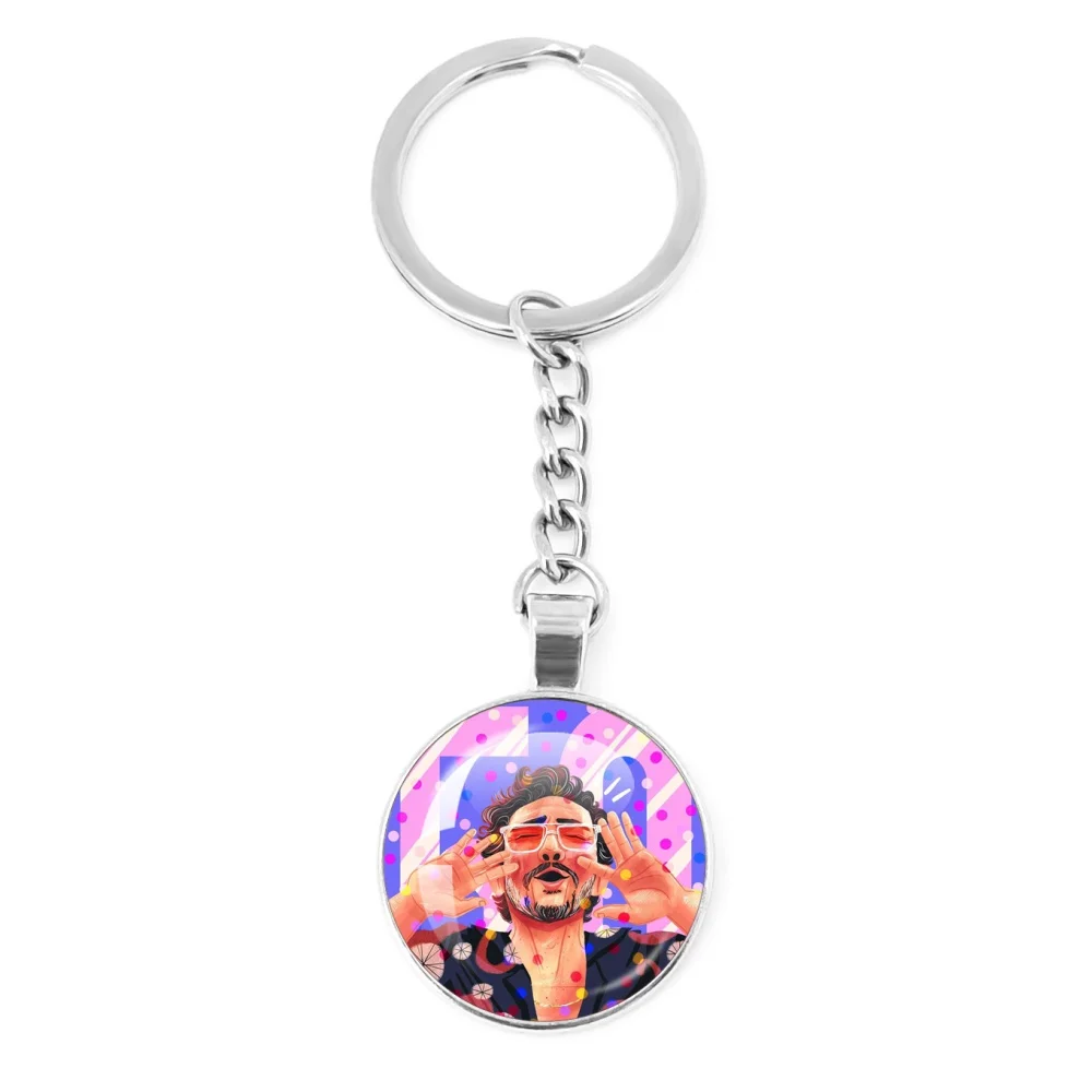 أنا أحب بيدرو باسكال مضحك ميمي المفاتيح الزجاج قلادة ميدالية مفاتيح معدنية حلية اكسسوارات هدية سلاسل المفاتيح مجوهرات المشجعين الهدايا #4