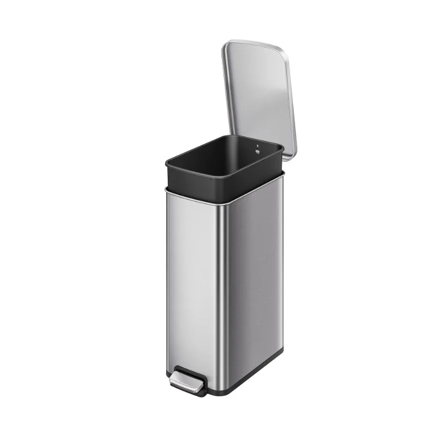 

Kitchen Trash Can, 13.2 Gallon Stainless Steel Slim Step Garbage Bin with Soft Close Lid, Silver for Home Office Bathroom Use