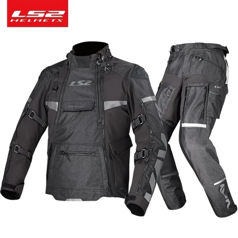 LS2 MJ166 Men All Season Motorcycle Rally Suit Windproof Waterproof Thermal Motorbike Racing Jacket And Pants Full Set