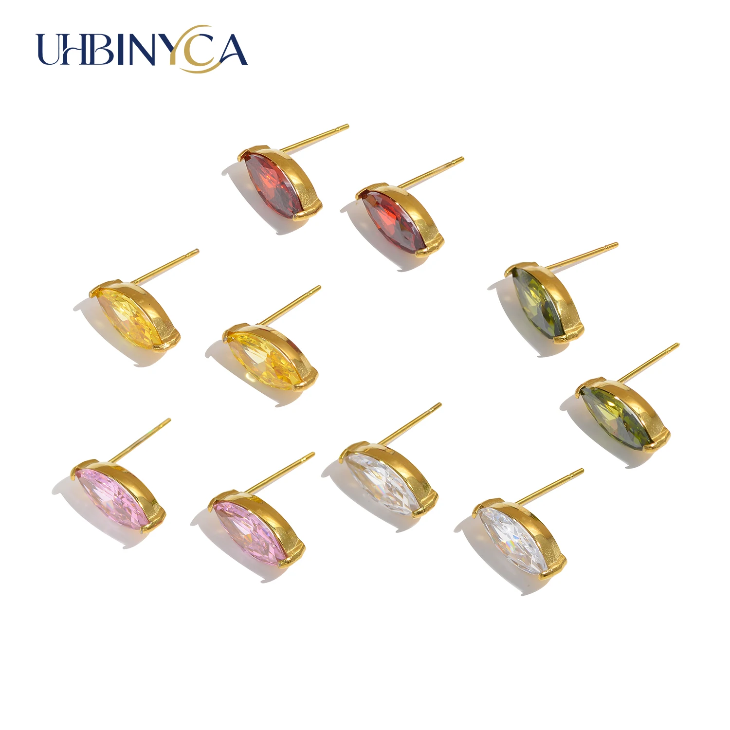 Elegante Marquise AAA Zirkonia-Ohrringe, 316L Edelstahl 18K Vergoldet, Hypoallergener Täglicher Schmuck Geschenk für Sie