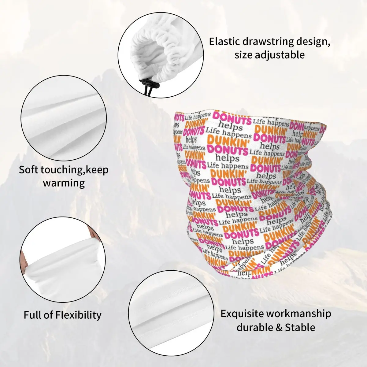 Life Happens... Dunkin Donuts Helps Bandana Neck Gaiter Printed Wrap Mask Scarf Cycling Headband Unisex Adult All Season view 5