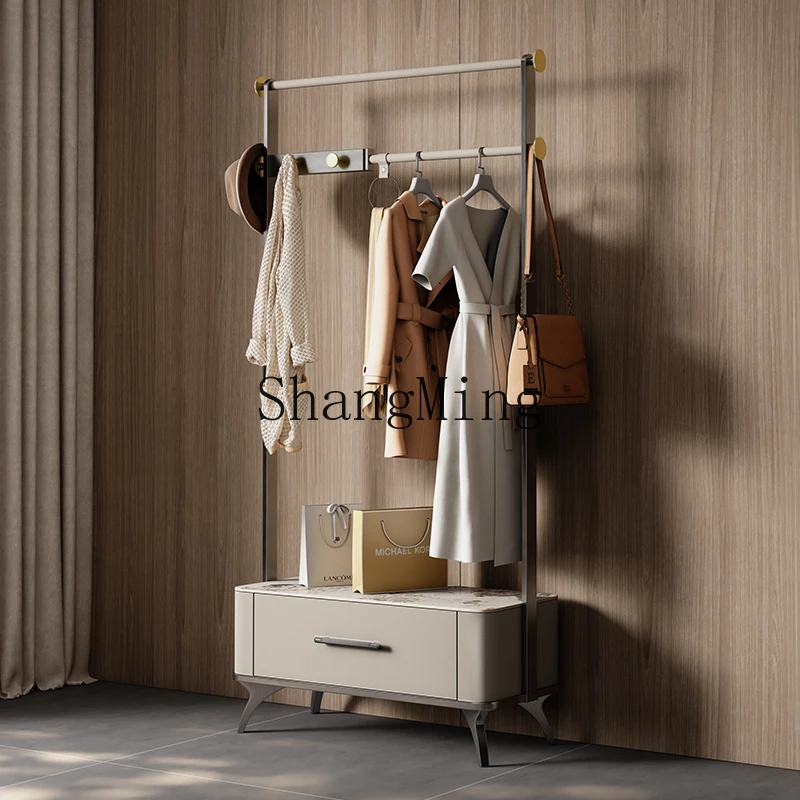 

CL Coat Rack Bedside Table Chest of Drawers Integrated Luxury Bedroom Stainless Steel Floor-Hanging Clothes Rack High-End Feel