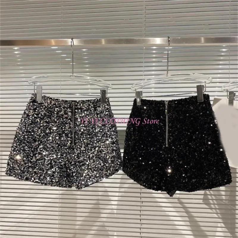 N5KF レディース スパンコール ショーツ シマー レイヴス ブーティ メタリック ショーツ クラブウェア ギフト