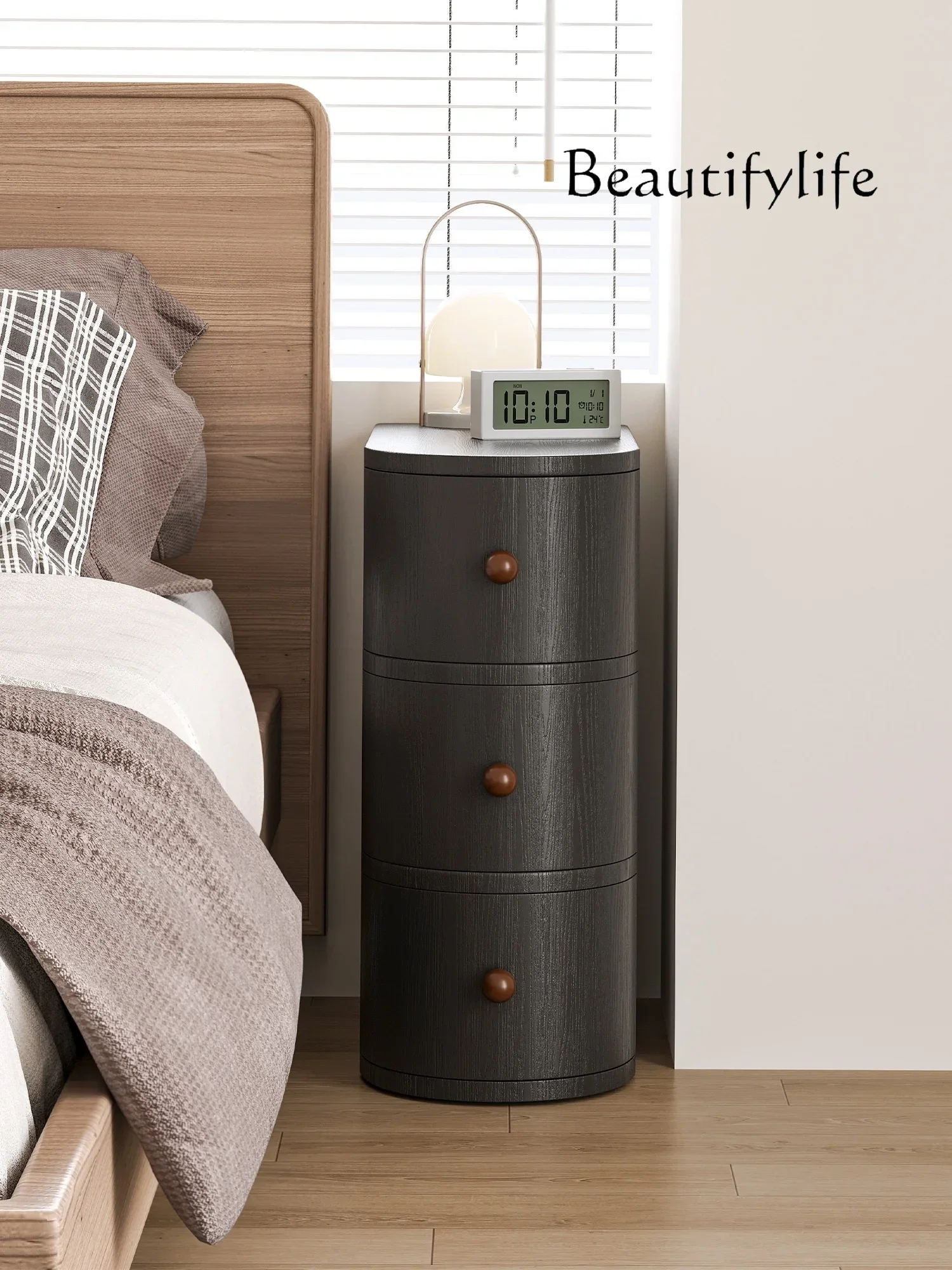 BbTT Bedroom Bedside Table Simple Modern Small Round Ultra-narrow Storage Designer Style High Sense