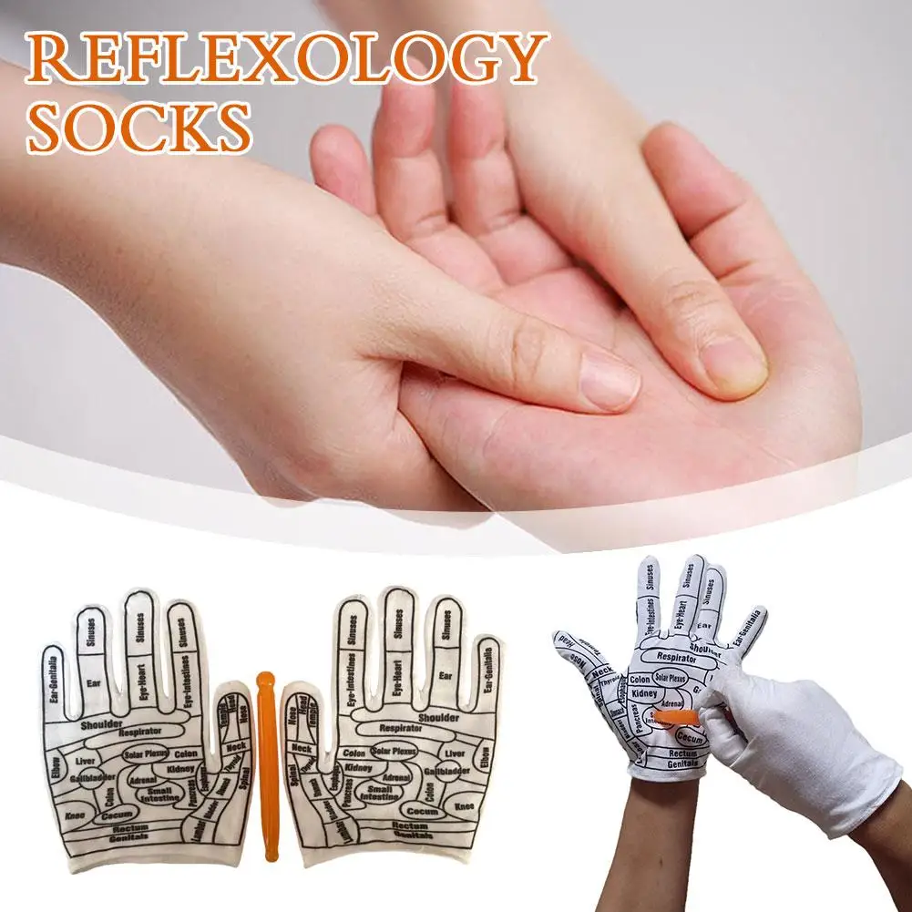 Guantes de reflexología de mano, herramientas de acupresión, masaje de manos, palo de pies, puntos de acupuntura de Spa reutilizables, alivio del dolor S K7N5