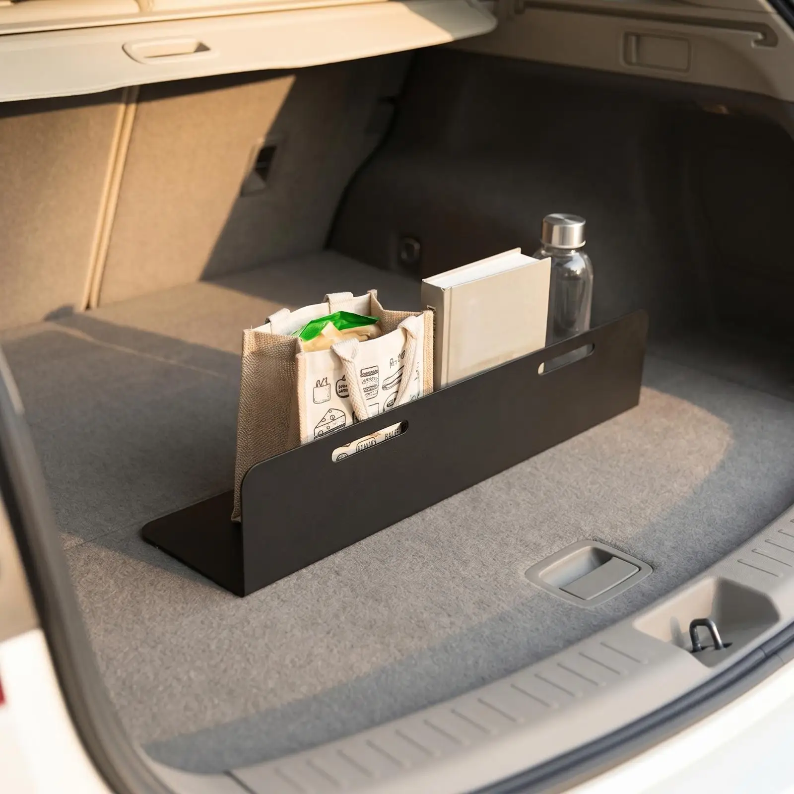 Rigid Cargo Divider Organizer for Vehicle Trunk with Elongated Slot Mounting Holes