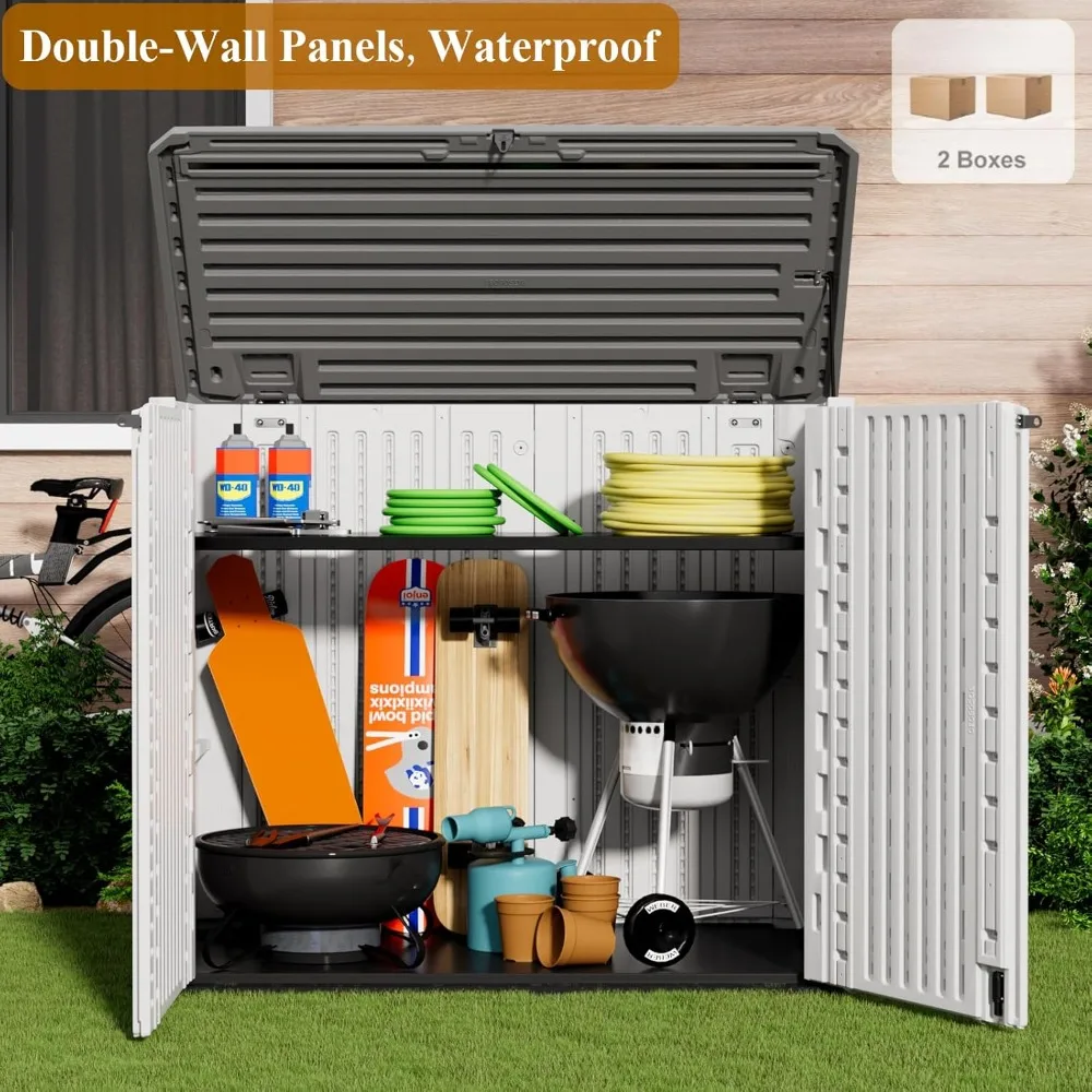 4x3FT Heavy-Duty Outdoor Storage Shed | 34 Cu.Ft Waterproof Resin Cabinet with Double-Wall | UV-Resistant, Customized