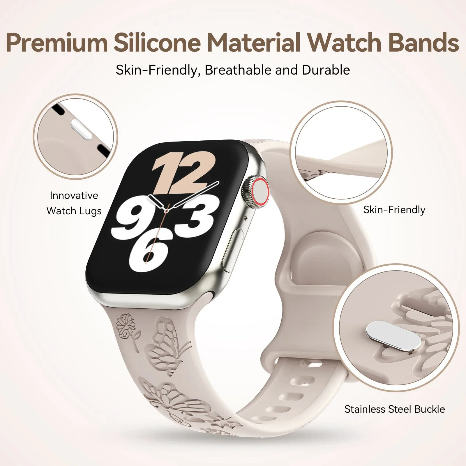 حزام سيليكون منقوش لساعة ابل ، الترا باند ، نمط الفراشة ، سوار ل iWatch 8 ، 7 ، SE ، 3 ، 65 ، 49 مللي متر ، 44 مللي متر ، 45 مللي متر ، 41 مللي متر ، 42 مللي متر, 38 مللي متر, 40 مللي متر