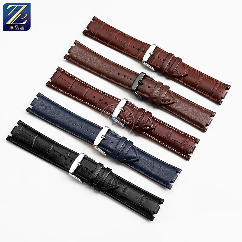 24mm concave convex interface cowhide watchband for Casio EDIFIC series racing EFR-539D/EFR-539BK modified lea-ther watch strap