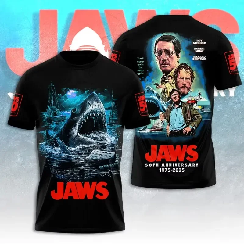Horror Movie Jaws 3D Print T Shirt Men Women Fashion Hip Hop Casual Short Sleeve Tops Tees Mens Clothing Streetwear