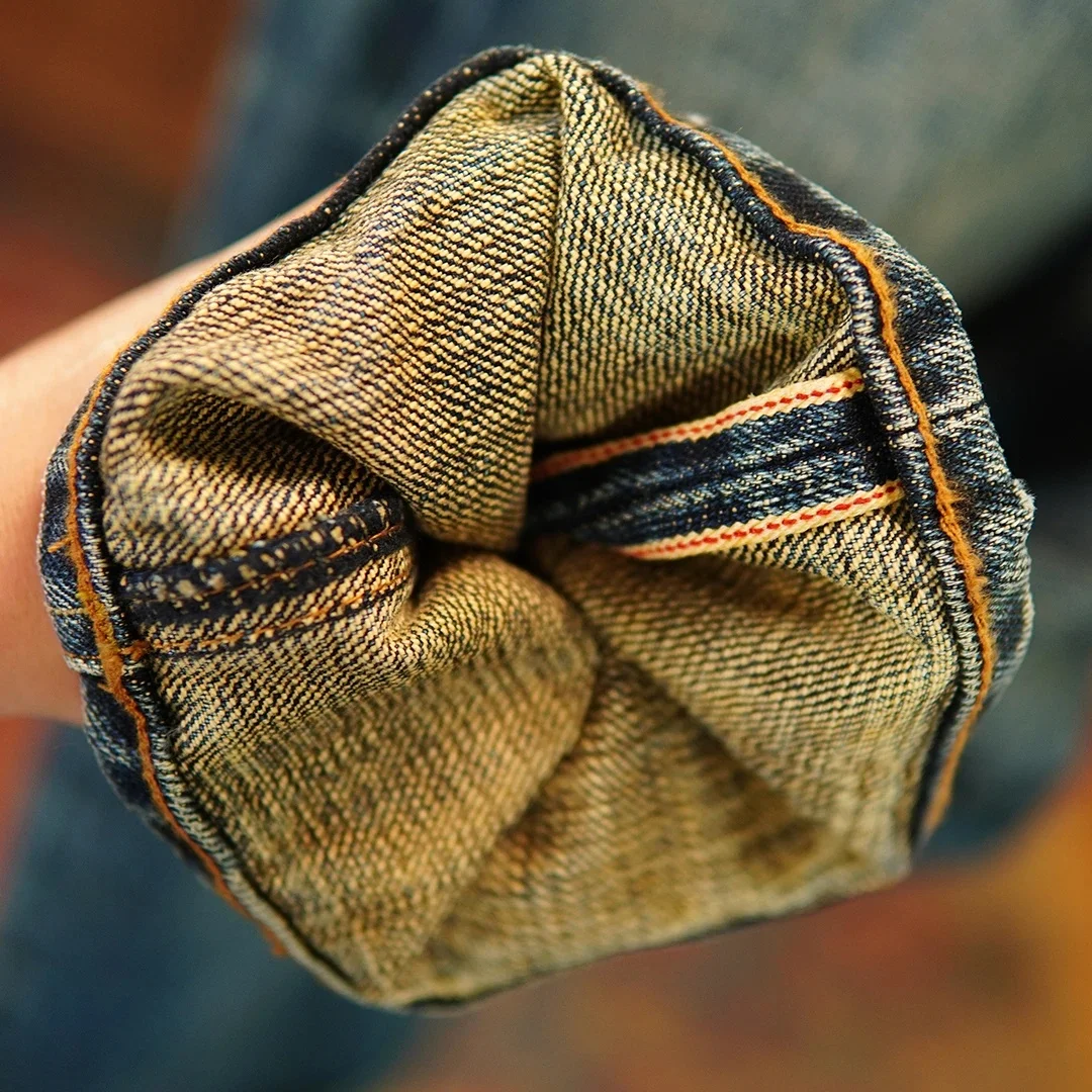 22oz Heavyweight Selvedge Denim Jeans Cotton Washed Men's Regular Straight American Retro Casual Autumn Winter Thick Pants 5KM