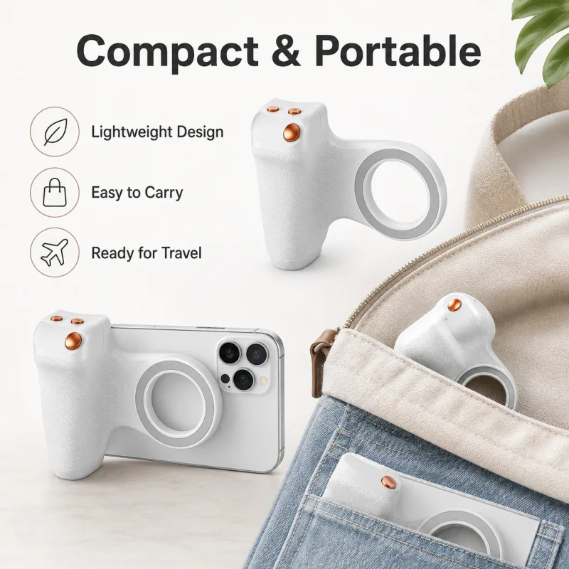 KM06 Magnetic Smartphone Camera Grip, Handheld Anti-Shake Phone Stabilizer with Bluetooth Remote and Zoom Control for Photograph view 4