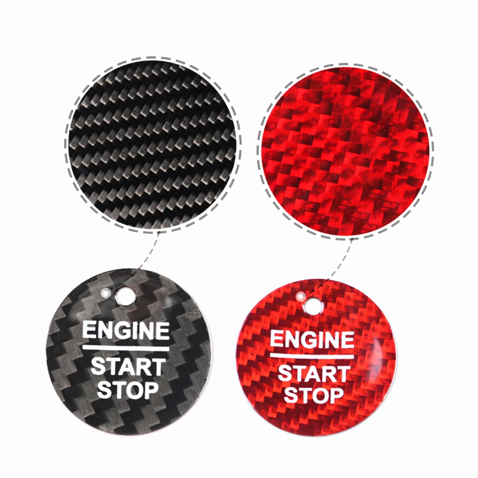 Car Start Stop Push Button Cover Trim Sticker Switch Auto Kit Carbon Fiber For Ford F150 Everest Mondeo Ecoboost Explorer Focus