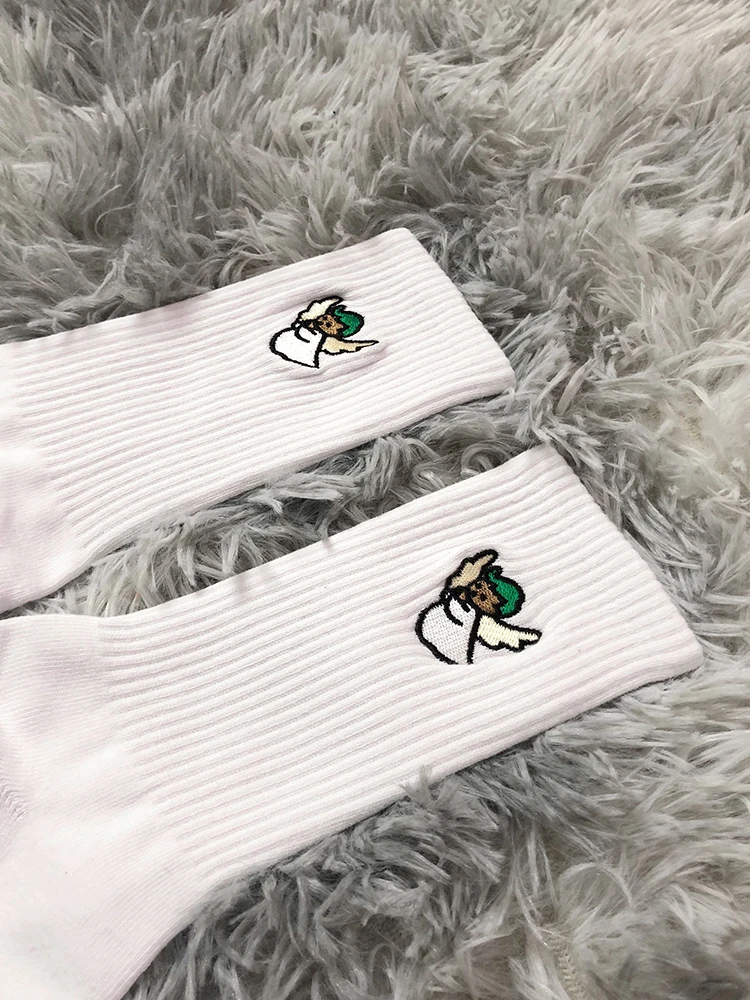 Golf  cotton sports  stockings little angel embroidery pattern mid-tube cotton socks