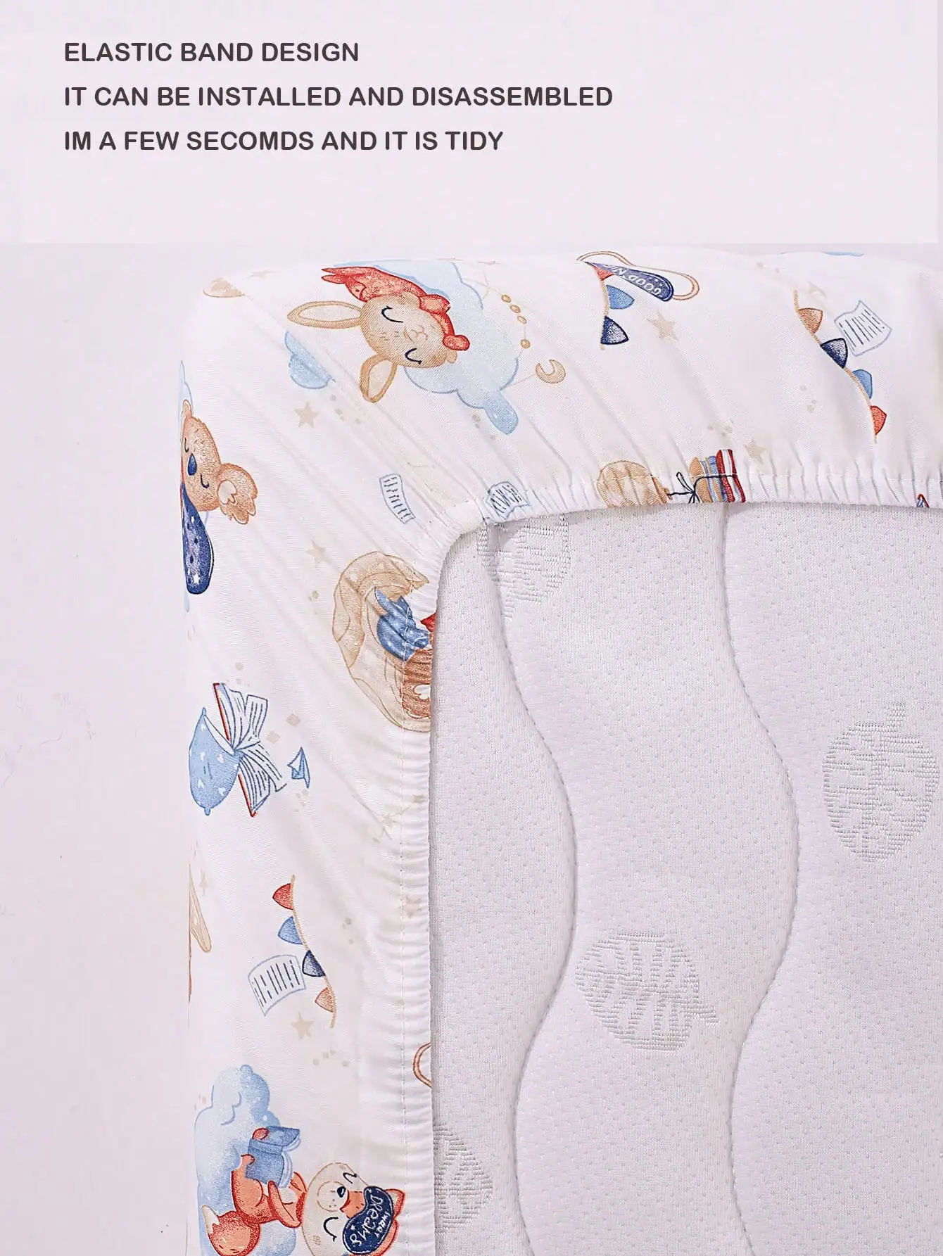 1 قطعة ورقة سرير الطفل المجهزة مع نسيج القطن الخالص للبنين بنات ، غطاء مرتبة المجهزة ورقة ل 80*40 سنتيمتر/31.49*15.74inin #4