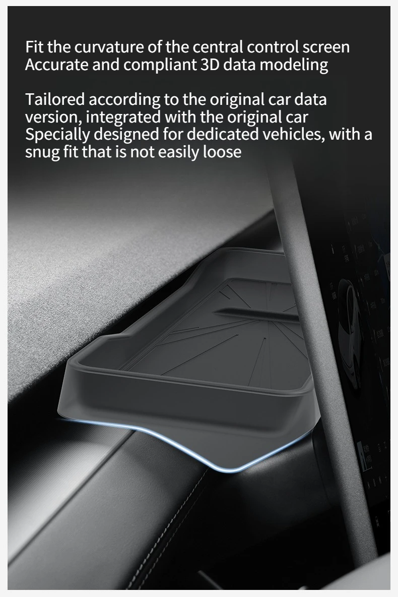 Für Tesla Model YL/Y Juniper 2026 Model 3 Highland 2024 Armaturenbrett-Aufbewahrungsfach Silikon-Mittelkonsolen-Bildschirm Rückseitiger Telefon-ETC-Kasten – Detail 9