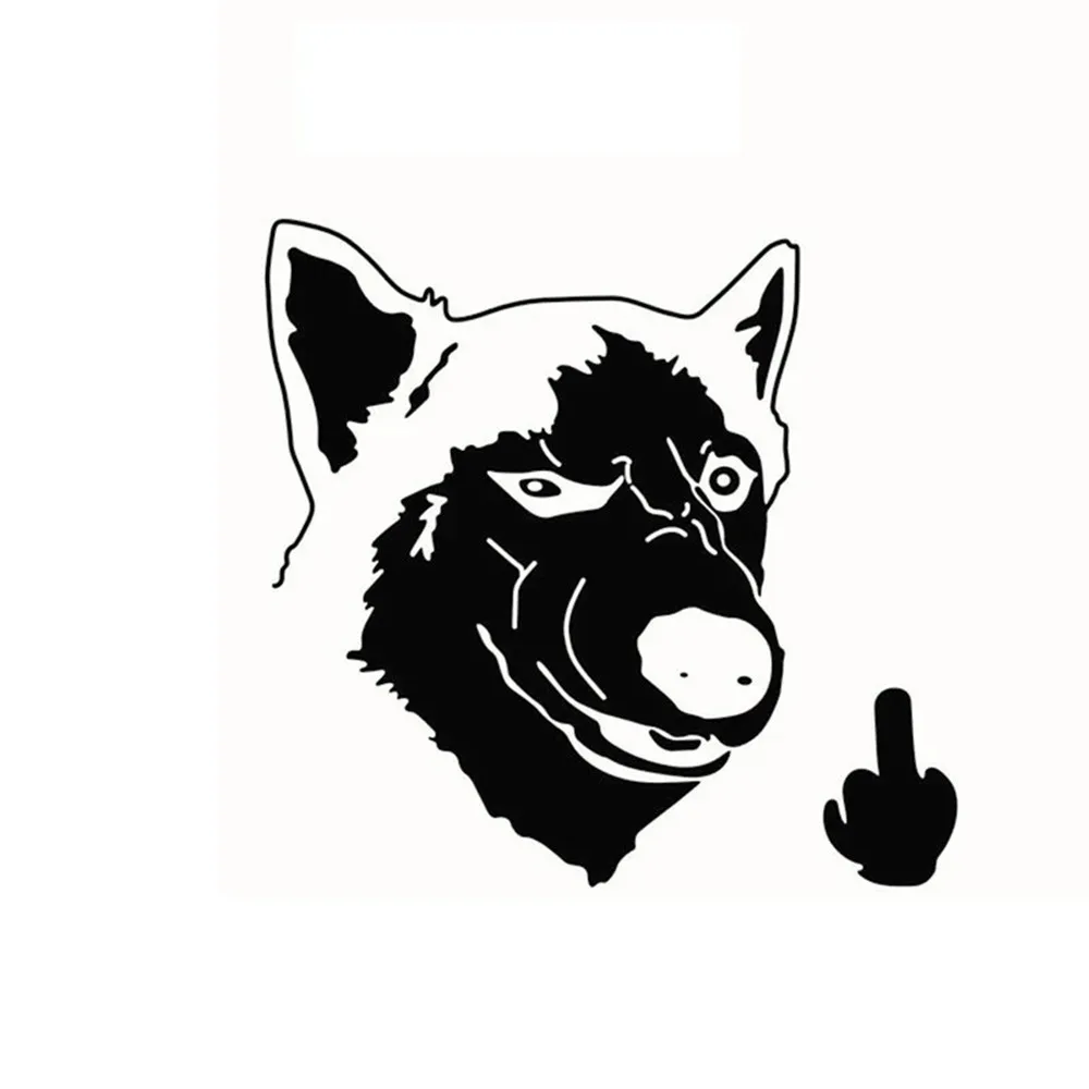 

Car Sticker Funny Cool Serious Husky Dog Flipping Finger Car Truck SUV Laptop Cover Scratches Decal Accessories