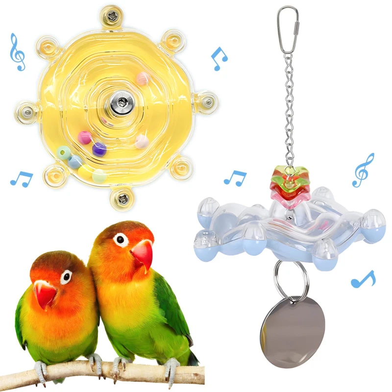 Bird Parrot Interactive Toy Bird Turntable Hang Toys Sounding Ball Toys Stand Playing Cage Accessories Pet Supplies