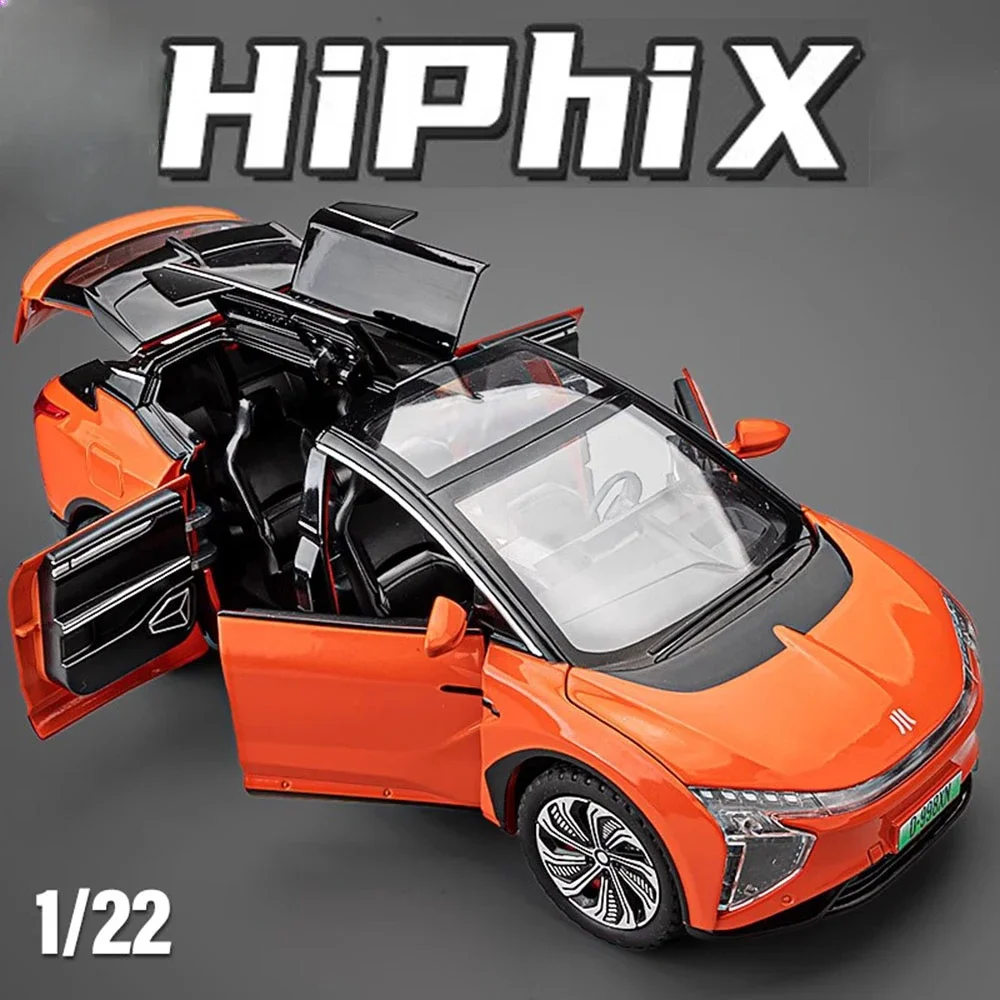 1:22 Scale HiPhi X Alloy Diecast Model Car Toys Sound Light Doors Opened Pull Back Ornament Vehicles Birthday Gifts for Kids