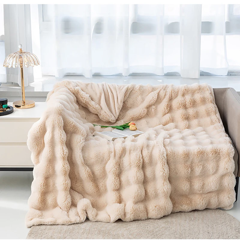 Winter Imitation Fur Plush Blanket Warm Super Soft Blankets Bed Sofa Cover Luxury Fluffy Throw Blanket Bedroom Couch Pillow Case