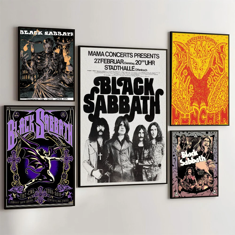 1pc Rock Band B-Black Sabbaths Poster Self-adhesive Art Waterproof Paper Sticker Coffee House Bar Room Wall Decor