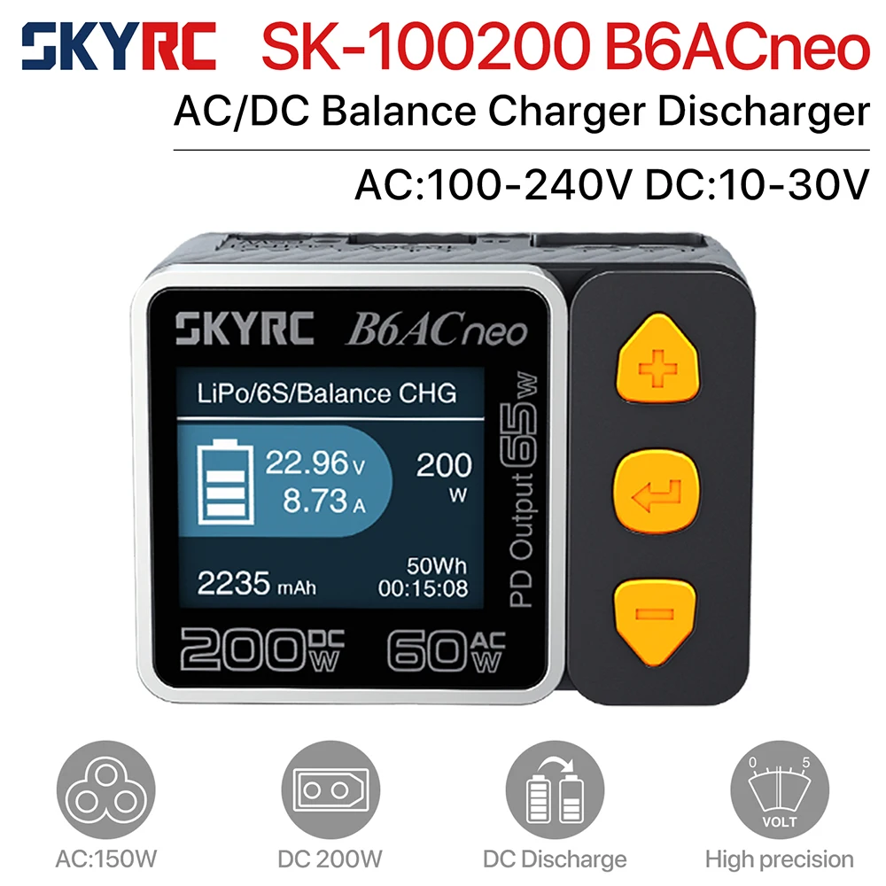 SKYRC B6ACneo Charger DC 200W AC 60W Balance Charger Discharger RC Car Upgrades