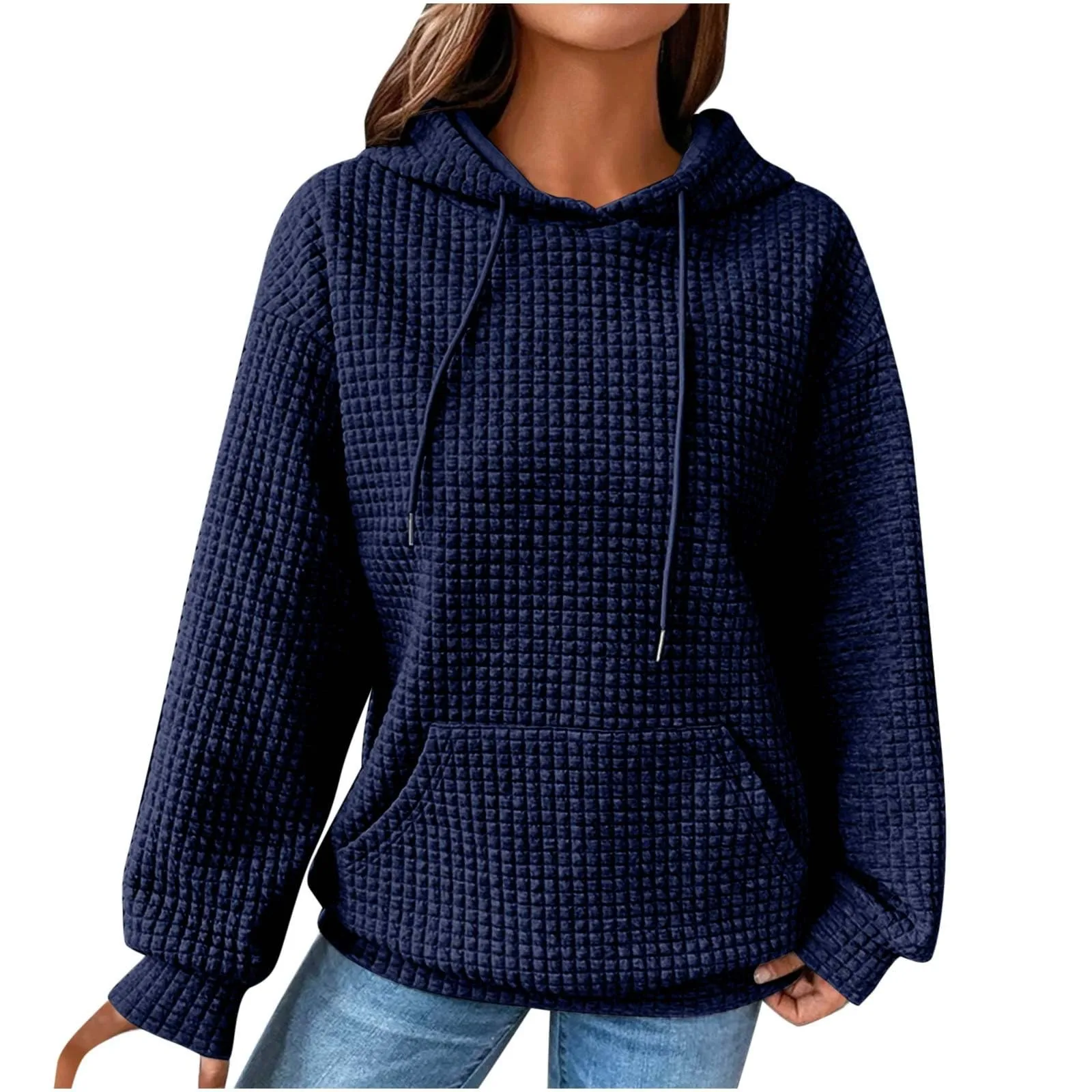 Women\'s Hoodies Long Sleeve Casual Solid Drawstring Hoodie Sweatshirts For Women Pullover With Pockets
