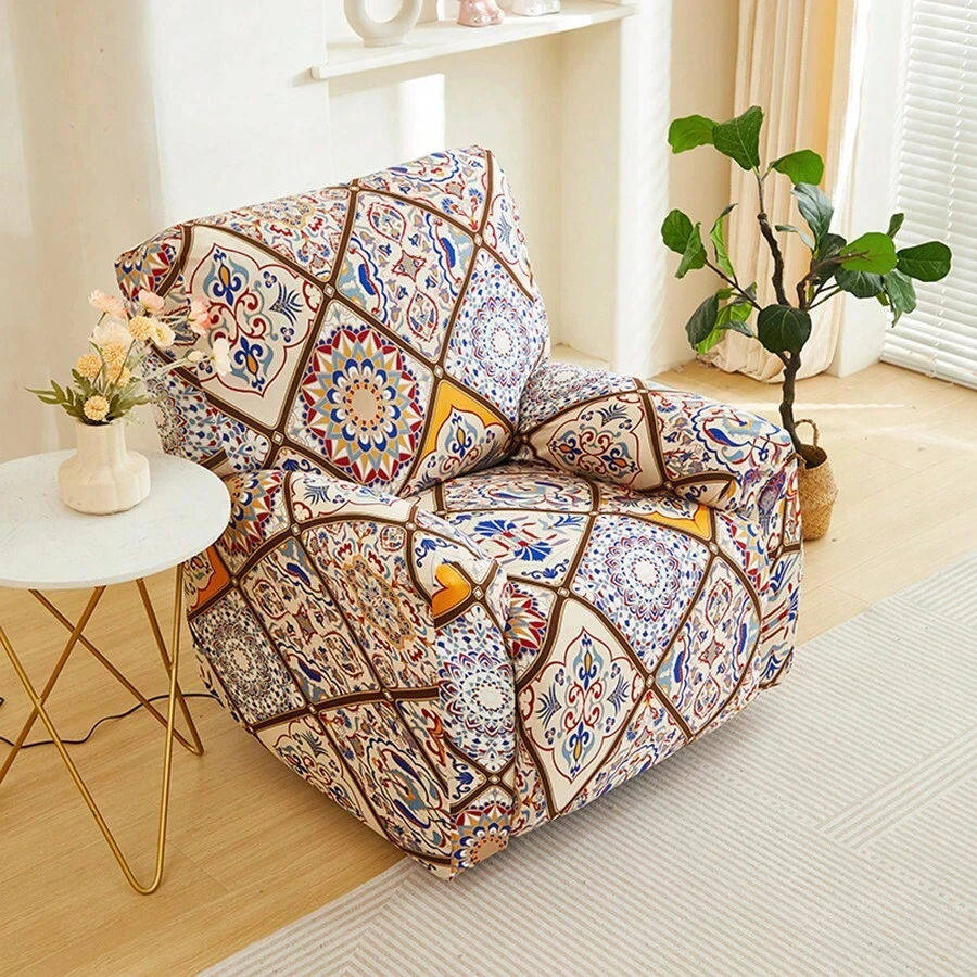 4/6/8PCs Printed Elastic Recliner Chair Cover Recliner Sofa Slipcover Couch Cover Armchair Slipcovers for Living Room Home Decor