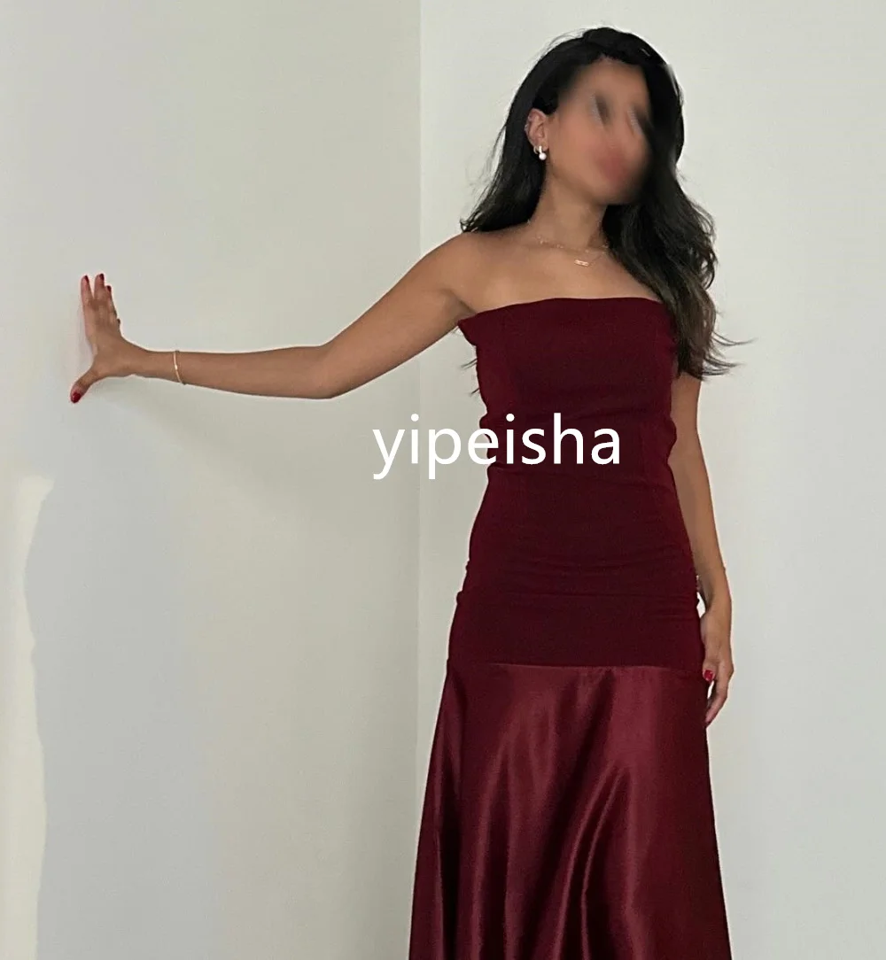 Sparkle Pleat A-line Strapless Long Dresses Homecoming  Retro Fashion Elegant Exquisite High Quality Sexy Intricate