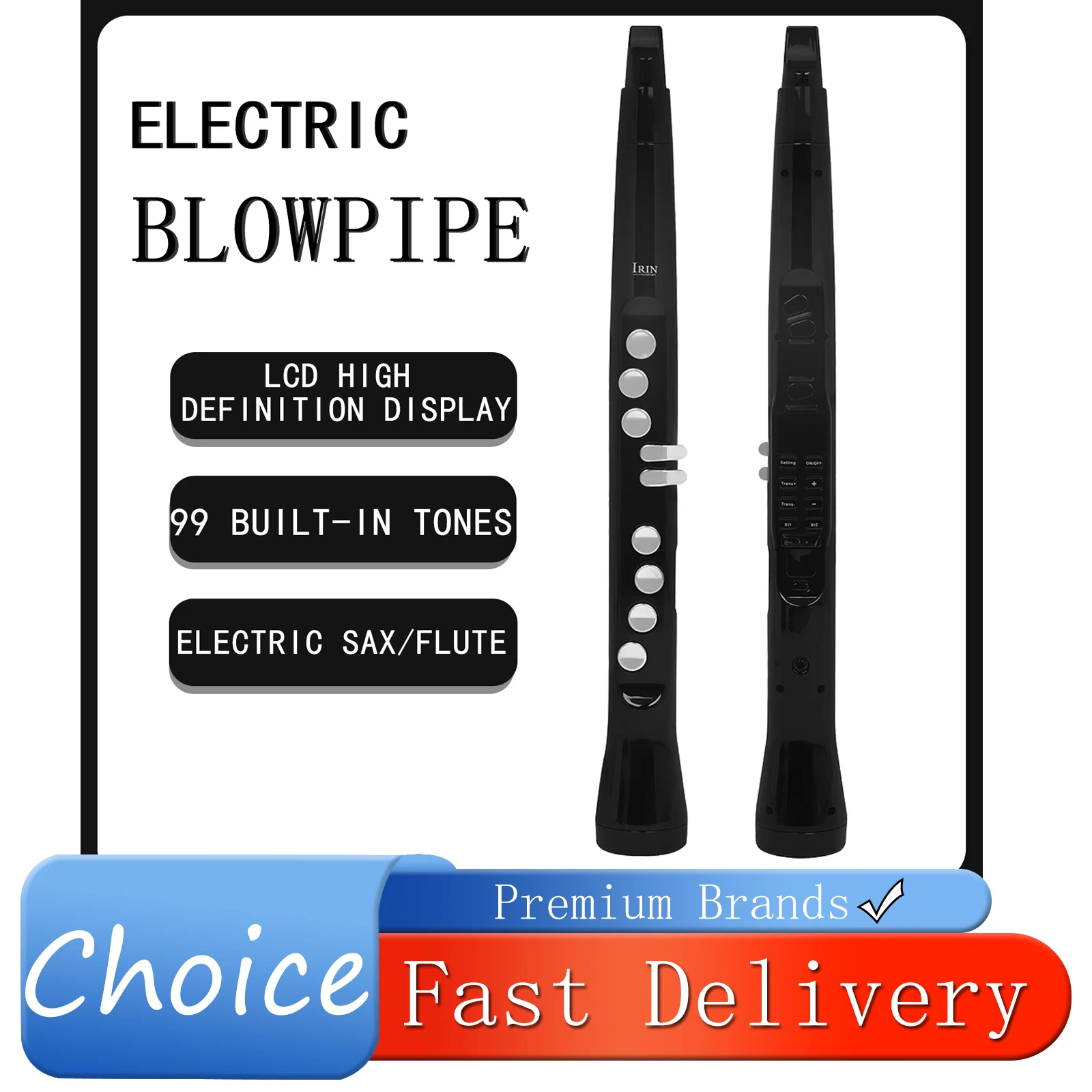 IRIN S58 Electric Blowpipe Electronic Wind Saxophone Flute 99 Built-in Tone Mini Sax Double Fingering Technique Electric Flute