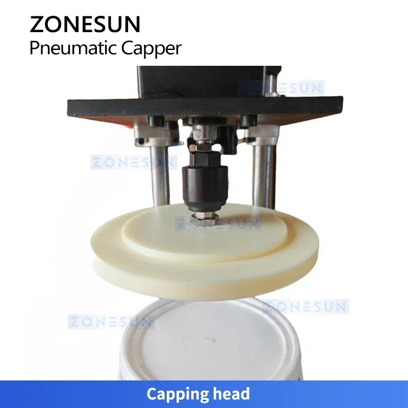 ZONESUN ZS-PDCM100 Pneumatic Bucket Lid Pressing Machine, 5L-15L Barrel Sealing Capping Machine Heavy Duty Paint Pail Lid Closer