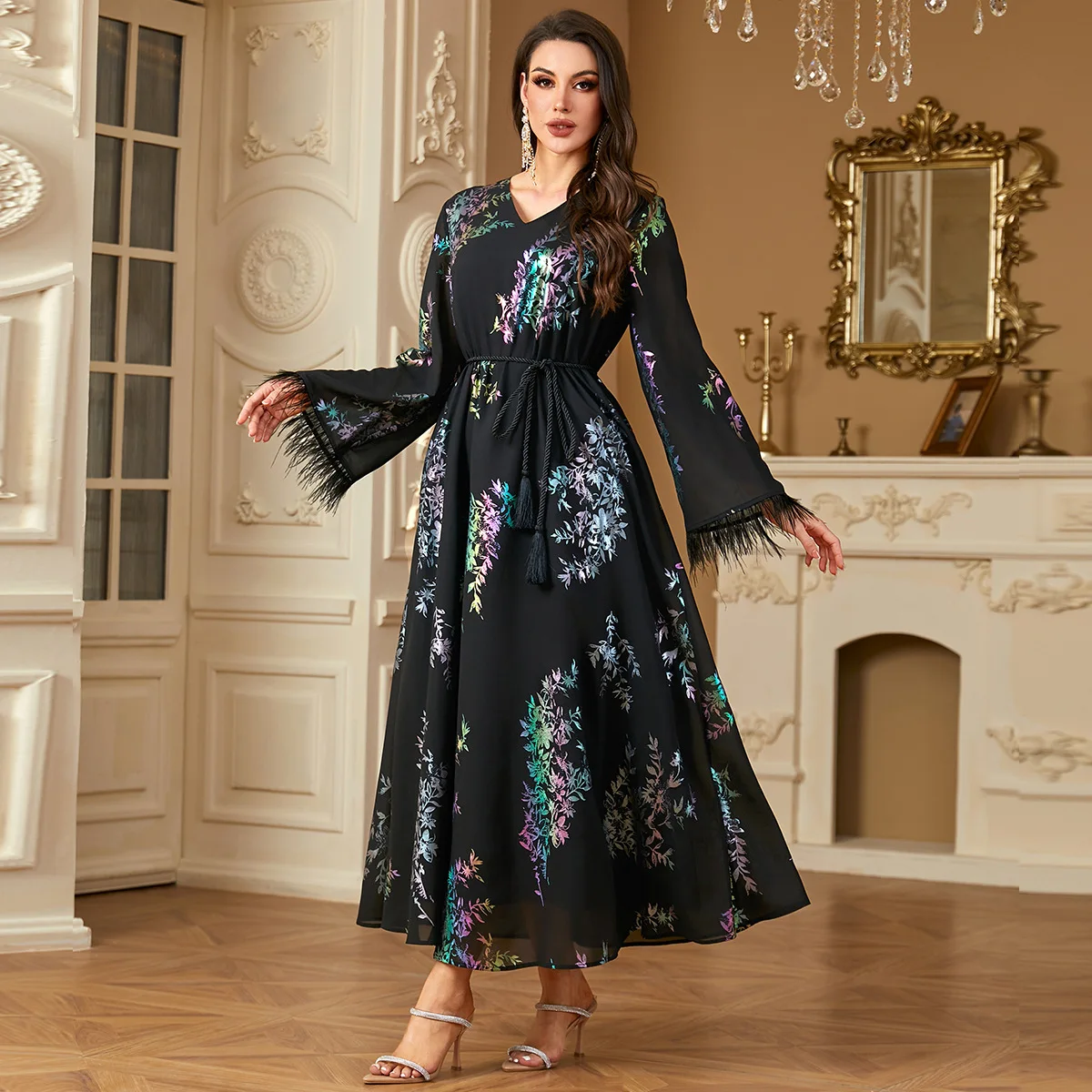 

Women Dress Middle East Fashion New Muslim Dubai Abayas Turkey Robes Fashion Abaya Moroccan Kaftan Vistidos Musulmana Female