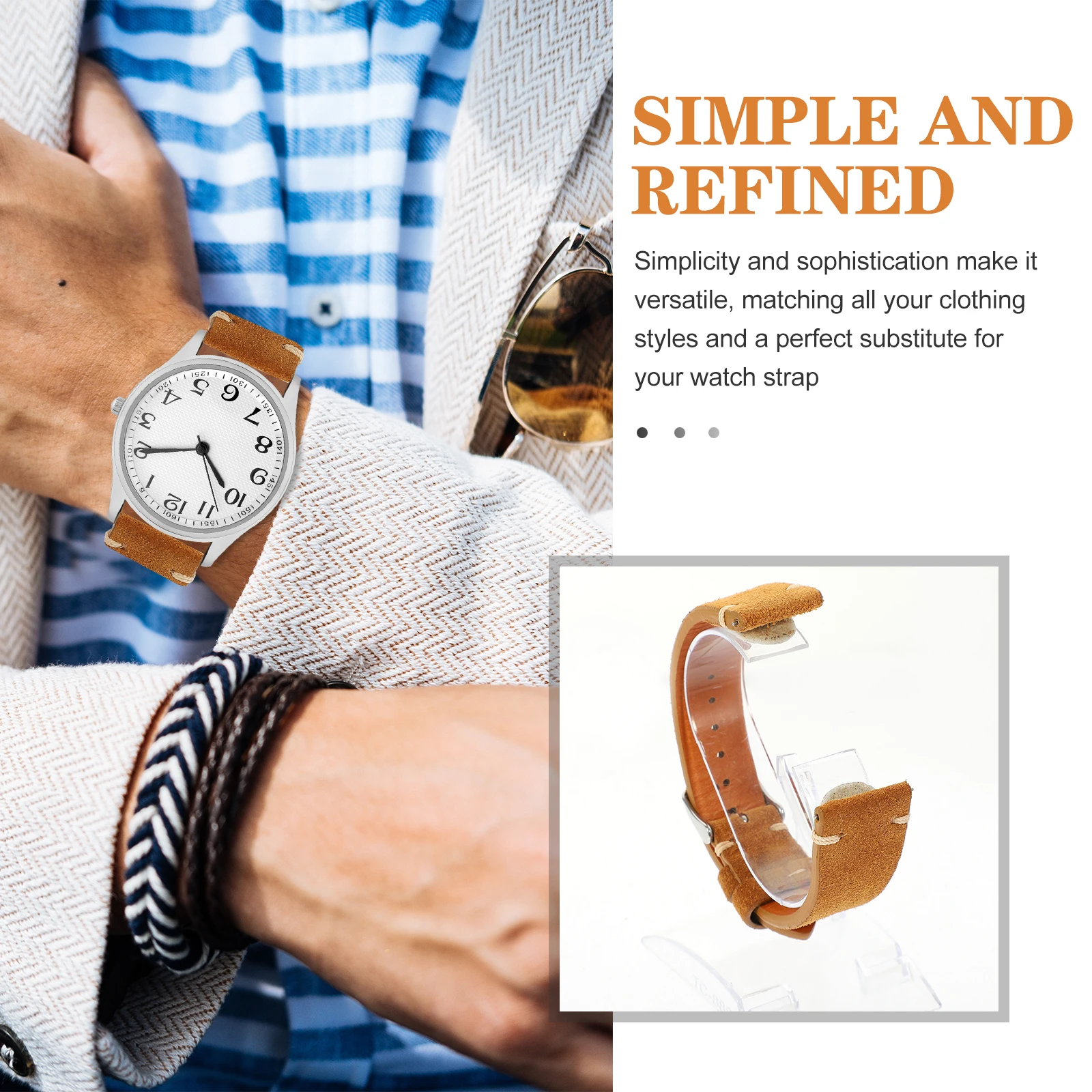 

Adjustable Cowhide Watch Strap Men Band Replacement Wrist Classic Retro Style Skin-Friendly Gift