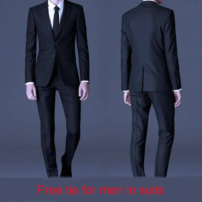 Business Suit Men 2021 New Fashion Two Piece Sets  Casual Gray Black Blue Blazer Pant Wedding Dress Korean Costume Homme