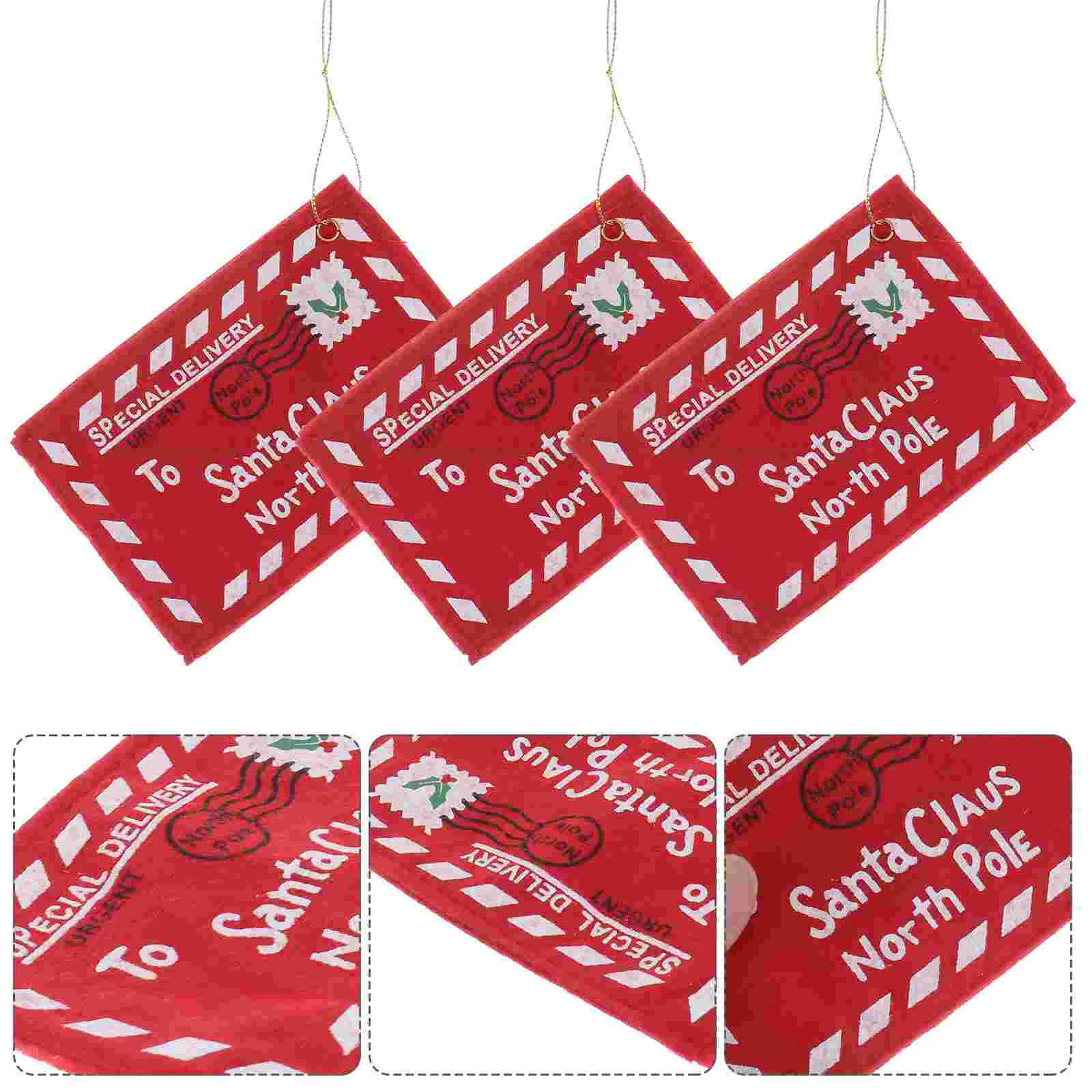 WINOMO 10pcs Letter to Santa Claus Felt Envelope Embroidery Christmas Ornament Santa Claus envelope