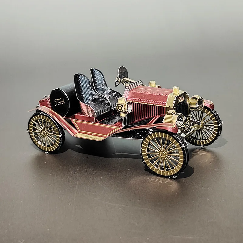 

Classic Vintage Antique Car 3D Metal Puzzle Full Stainless Steel No Glue DIY Model Kit Desktop Ornament Gift for Adult Collector