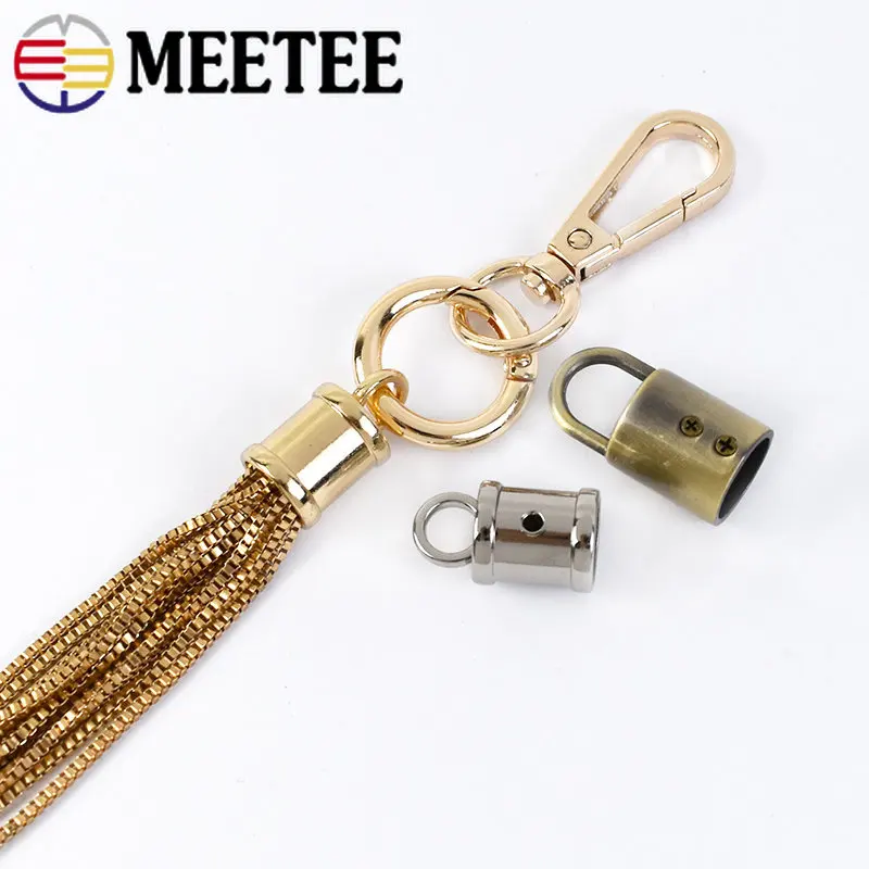 10Pcs 10/11mm Metal Bag Straps Clasps Tassel Fringe Cap Buckle Lether Rope Cord Lock Connector Buckles DIY Handbag Accessories