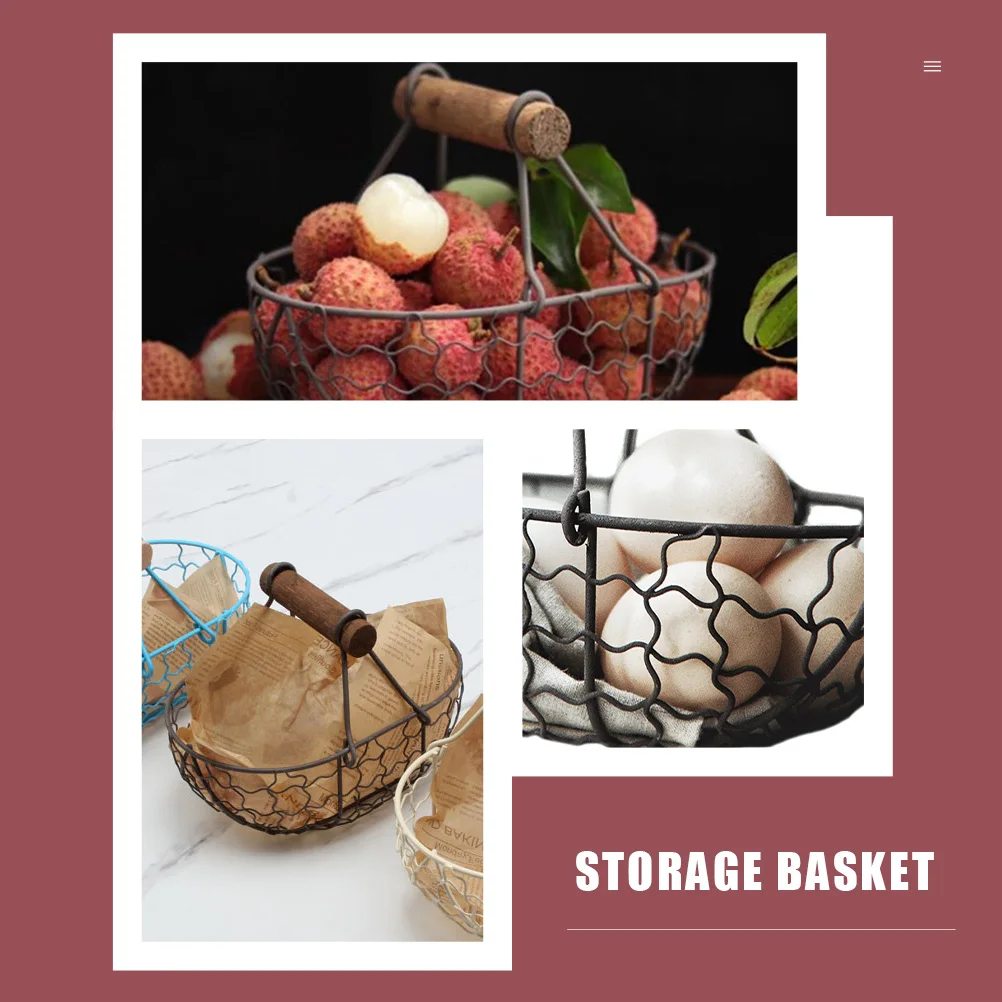 1pc Kitchen Fruit Basket Egg Storage Basket Creative Storage Basket Retro Old Storage Holder Large Egg Storage Container