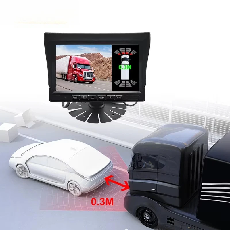 7 "الرقمية عكس وقوف السيارات شاحنة احتياطية حافلة مقاوم للماء للرؤية الليلية 1080P شاشة سبليت وقوف السيارات الاستشعار النوع الأمامي #2