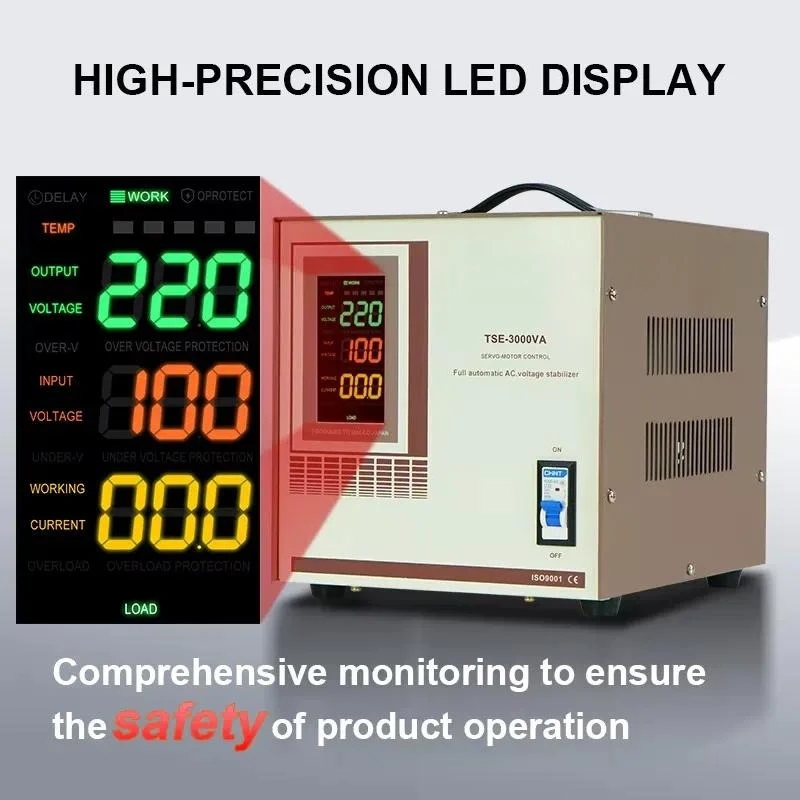 Single Phase Automatic Voltage Regulator Stabilizer SVC 3KVA 5KVA 10KVA Servo Motor Type Full Power 220V AC Voltage